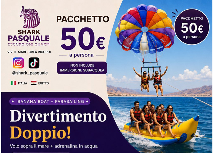 Pacchetto Combo: Parasailing + Banana Boat a Sharm El Sheikh